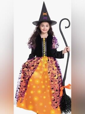 Poshetion Deluxe Cosplay Glowing Halloween Witch Costume Size Small (5-7)